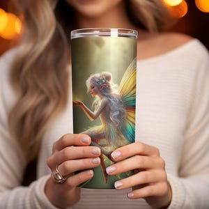 Envoltura de vaso sin costuras de Hada Encantada PNG, diseño de sublimación de vaso de Hada de 20 oz, Bosque Mágico, impresión de 300 DPI, Hada de fantasía Fairycore imagen 7