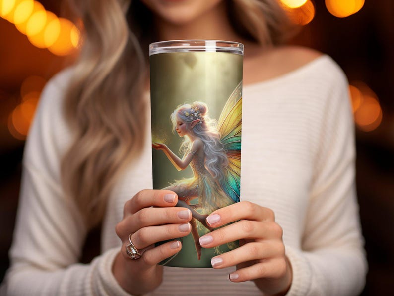 Envoltura de vaso sin costuras de Hada Encantada PNG, diseño de sublimación de vaso de Hada de 20 oz, Bosque Mágico, impresión de 300 DPI, Hada de fantasía Fairycore imagen 7