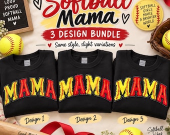 MAMA T-shirt Design PNG Bundle, Softball Mama Shirt, Game Day Mom SVG, Baseball Mom, Sports Mom Digital File