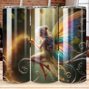 Envoltura de vaso sin costuras de Hada Encantada PNG, diseño de sublimación de vaso de Hada de 20 oz, Bosque Mágico, impresión de 300 DPI, Hada de fantasía Fairycore imagen 6