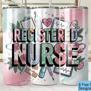 Floral Registered Nurse Tumbler Wrap: 20oz Seamless PNG (Digital Download)