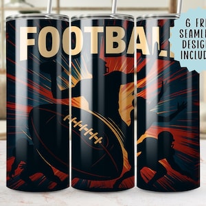 Football Seamless 20oz Tumbler Wrap PNG 300 DPI, Sports Design, Gridiron Gift, Tailgate Party, Instant Download, Sublimation Design