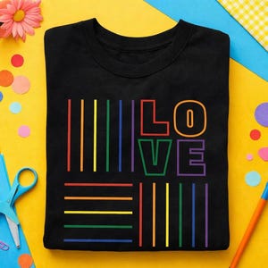 LGBTQ+ Orgullo AMOR PNG transparente, diseño arcoíris desgastado, el amor es amor, archivo gráfico, descarga digital para camisetas, apoyo a aliados