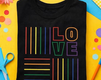 LGBTQ+ Pride LOVE Transparent PNG, Distressed Rainbow Design, Love is Love Graphic File, Digital Download for T-Shirts, Allies Support