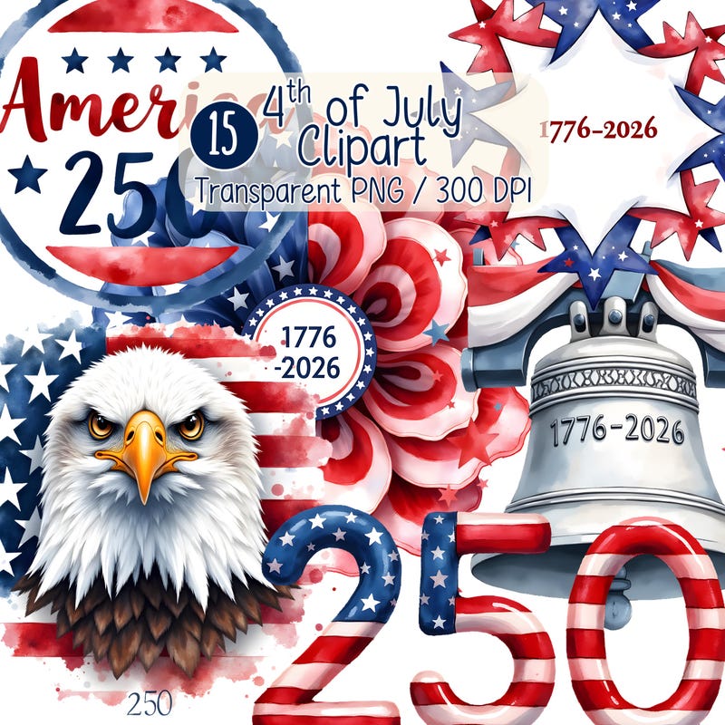 Graphi Jul 4th of July Star Clipart - Etsy