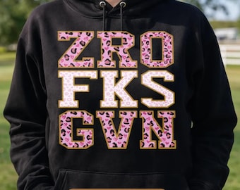 Zero Fucks Given Pink Leopard Print Glitter PNG, Sarcastic Statement, Girly College Style, Adult Humor, Transparent PNG