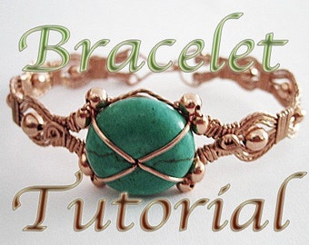 TUTORIAL Wire Wrapped Bracelet Turquoise and Copper  PDF ePattern