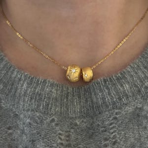 18K Solid Gold Moissanite Puffy Ball Pendant — 3D Style — Birthday Gift for Her — Genuine Fine Jewelry — Etthea