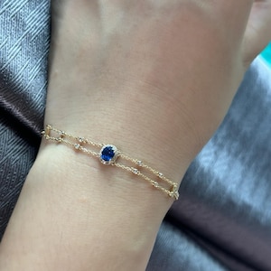 Vintage Sapphire Bracelet - 18K Solid Gold Real Sapphire Diamond Bracelet, Heirloom Jewelry, Elegant Gift for Anniversary, Blue Gem Jewelry