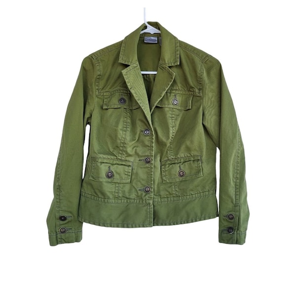 EUC Vintage Chico's Y2K Denim Jacket Sage Green Size 0 (XS)