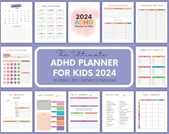 Adhd Planner For Kids 2024 | Cyfrowy Planer Szkolny | Planer Dzienny | Planer Nauki | Organizator Szkolny | Planer Dzienny Dla Dzieci | Cyfrowy Planer