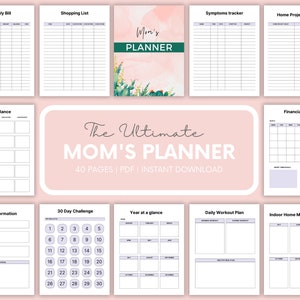Mom&#39;s Planner | Home Management Planner | Household Binder | Cleaning Planner | Digital Planner | Home Management | Family Planner