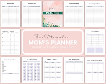 Mom's Planner | Home Management Planner | Household Binder | Cleaning Planner | Digital Planner | Home Management | Family Planner