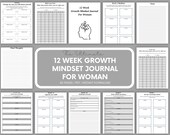 12-Week Growth Mindset Journal for Women • Printable Positivity Planner PDF • Self Care & Goal Setting Journal • Instant Digital Download