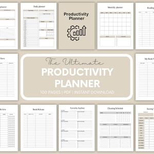 Productivity Planner Printable | Digital Planner For Adults | Goal Organizer | Ultimate Life Journal Binder| Daily Productivity PDF