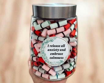 365 afirmaciones imprimibles diarias para aliviar la ansiedad Idea de regalo consciente Frasco de afirmaciones positivas diarias para la paz interior Afirmaciones para aliviar el estrés