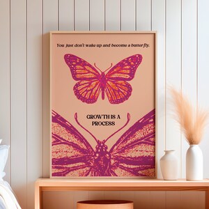 Butterfly Digital Art Gentle Reminder Printable Wall Decor Aesthetic Butterfly Quote Inspirational Motivational Art Print Growth Journey