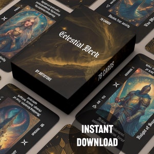 Mazzo di tarocchi per principianti Parole chiave di astrologia digitale Significato delle carte dei tarocchi Mazzo di numerologia Risveglio spirituale Guida ai tarocchi Mazzo di carte stampabili