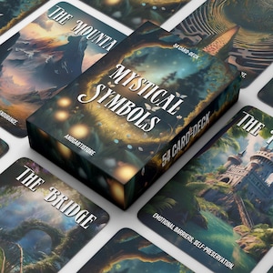 Baraja de oráculo con símbolos místicos encantados Cartas de guía espiritual para imprimir Lecturas de energía Cartas para imprimir Baraja de herramientas de adivinación digital