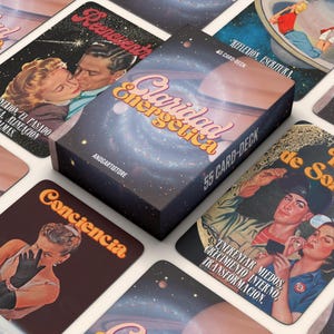 Retro Digital Energisk Orakel PDF Intuitiva Kort Energiläsning Tarot Spanska Andlig Guide Nedladdningsbar Kosmisk Baraja Vintage