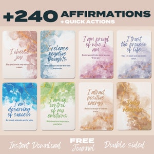 Idea regalo Affermazioni positive Cartoline stampabili Promemoria delicati Consapevolezza digitale Azioni di sonno Manifestazione Carta di affermazione di gratitudine