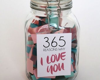 Idea de regalo: 365 razones imprimibles por las que te amo. Idea de regalo romántica de cumpleaños reflexiva. Afirmaciones de amor. Regalo retro significativo para todos los días.