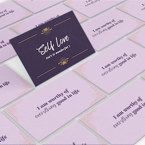 100 Selbstliebe-Affirmationen druckbare ästhetische Karten, die positive Achtsamkeit manifestieren. Digitale Selbstfürsorge-Zitate. Göttliche weibliche Affirmationen