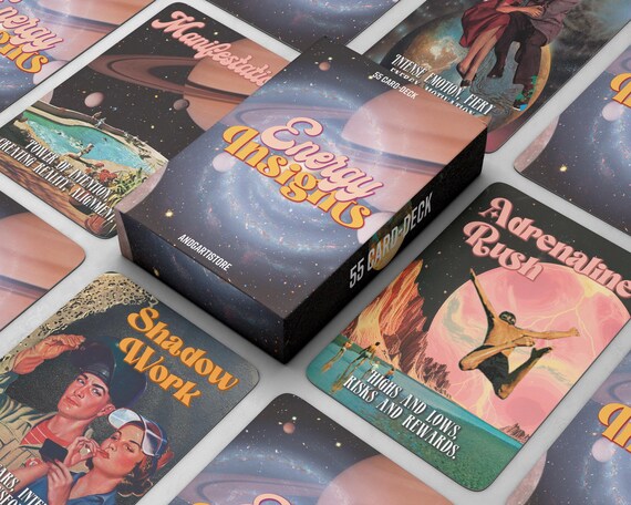 Cosmic Insights Vintage Tarot Cards Oracle Printable Deck Tarot Companion Cards Energy Reading Retro Oracle Deck Mystical Divination Cards