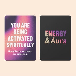 Energy Oracle Deck available as a printable download, featuring aura reading cards for spiritual healing. This intuitive message set serves as a chakra alignment guide and a powerful tool for deeper self-awareness and energy balance.