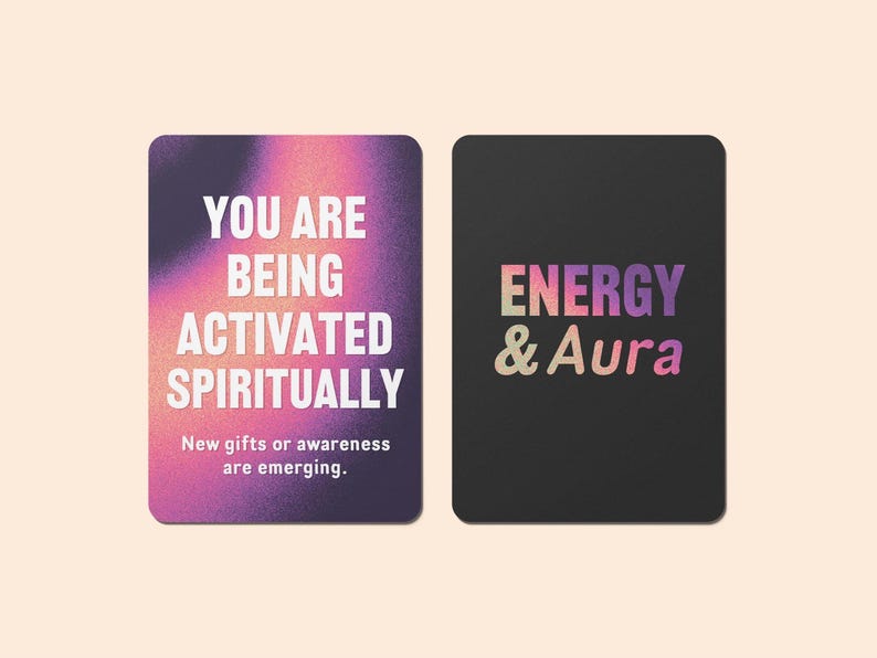 Energy Oracle Deck available as a printable download, featuring aura reading cards for spiritual healing. This intuitive message set serves as a chakra alignment guide and a powerful tool for deeper self-awareness and energy balance.