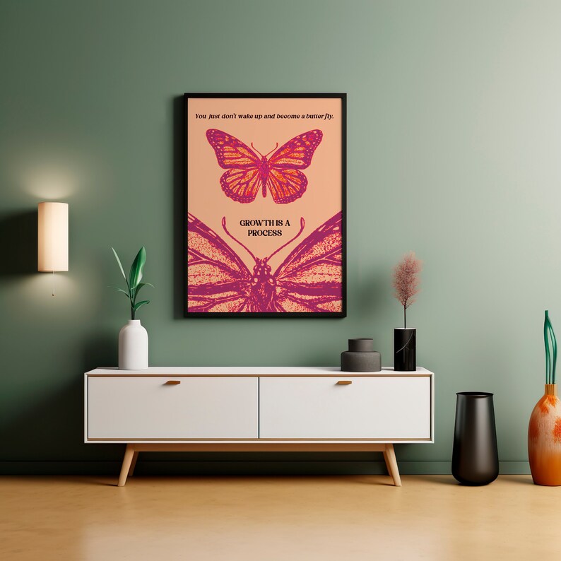 Butterfly Art Print
Inspirational Quote
Motivational Wall Art
Growth Quote Decor
Transformation Art
Digital Download Art