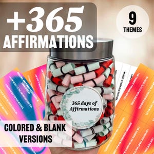 Vaso con 365 affermazioni Crescita spirituale Manifestazione quotidiana Affermazioni stampabili Consapevolezza Positività Gratitudine quotidiana Idea regalo speciale