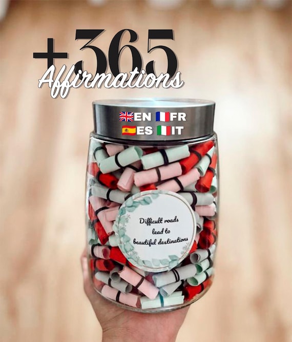 Gift Idea 365 Printable Affirmations Daily Jar Mindful Gift Positive 365 Affirmations Jar Wellness Digital Quotes Thoughtful Birthday Gift