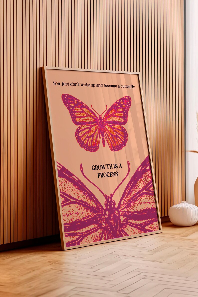 Inspirational butterfly transformation digital download
Motivational wall art with butterfly illustration
Growth quote decor for home and office
Vibrant butterfly art print with inspirational quote