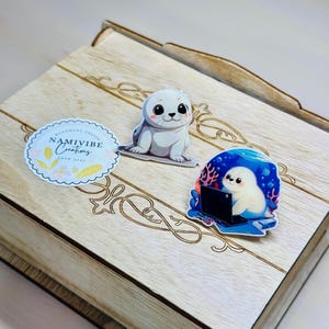 Cute Seal Pin, Unique Cute Shrink Plastic Pin, Seal Lover Pin, Bag Pin, Seal