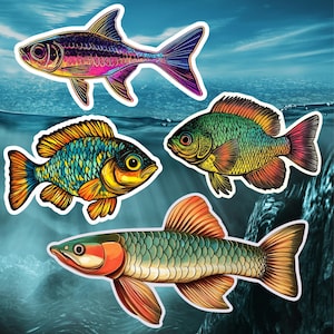 Freshwater Fish Sticker, Gouramis Sticker, Neon Tetra Sticker, Arowana Sticker, Cichlid Sticker, Waterproof Sticker, 3 inches width