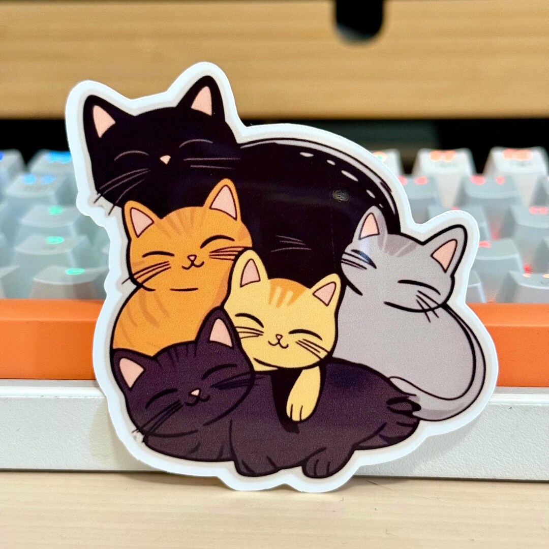 Stacked Cats Waterproof Vinyl Sticker, Cat Lover Decal - Etsy