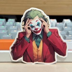 Joker Vinyl Sticker, Holographic/Glossy Sticker, Joker Fan Art Sticker, Waterproof Sticker for Water Bottles, Laptop, Phone & Kindle