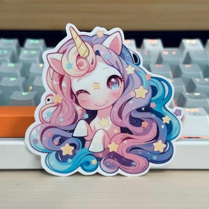 Unicorn Magical Sticker, Colorful Vinyl Decal, Waterproof sticker for Journaling, Planners, Crafts, kindle and phone, Pretty Unicorn Sticker