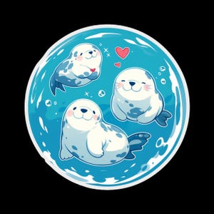 Cute Seal Sticker - Holographic Sticker or Glossy, Waterproof Stickers, Baby Seal Decal, 3 inches