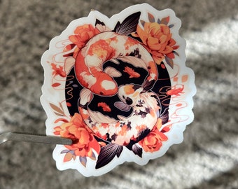 Koi Fish Sticker: Waterproof Vinyl Decal, Glossy Finish