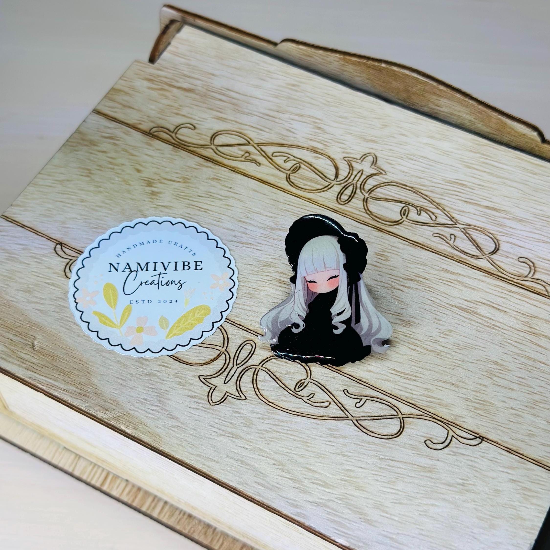 Gothic Pin, Unique Shrink Plastic Charm, Gothic Lolita Pin, Shrink Plastic Pin