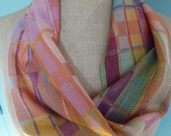 Handwoven Naturally Dyed Silk Cowl/Circle Scarf in Twill Weave