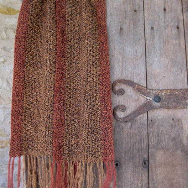 Handwoven Men's Scarf in  Alpaca, Silk, Cotton and Linen