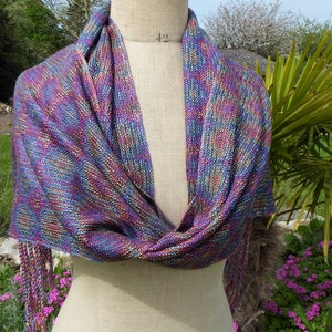 Handwoven Silk Scarf, Rainbow Echo Circles, Men & Women