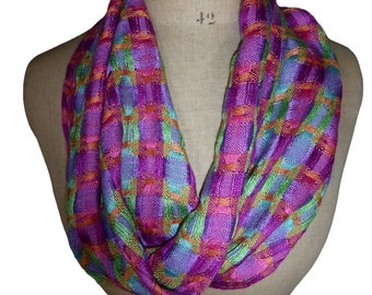 Handwoven Hand Dyed Silk Cowl/Circle Scarf
