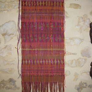 Handwoven Silk Wall Hanging, Doubleweave Hand Dyed Multicoloured Silks by Tisserande image 2