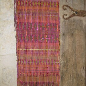 Handwoven Silk Wall Hanging, Doubleweave Hand Dyed Multicoloured Silks by Tisserande image 4