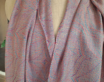 Handwoven Hand Dyed Silk Scarf in Shadow Weave, Men & Women