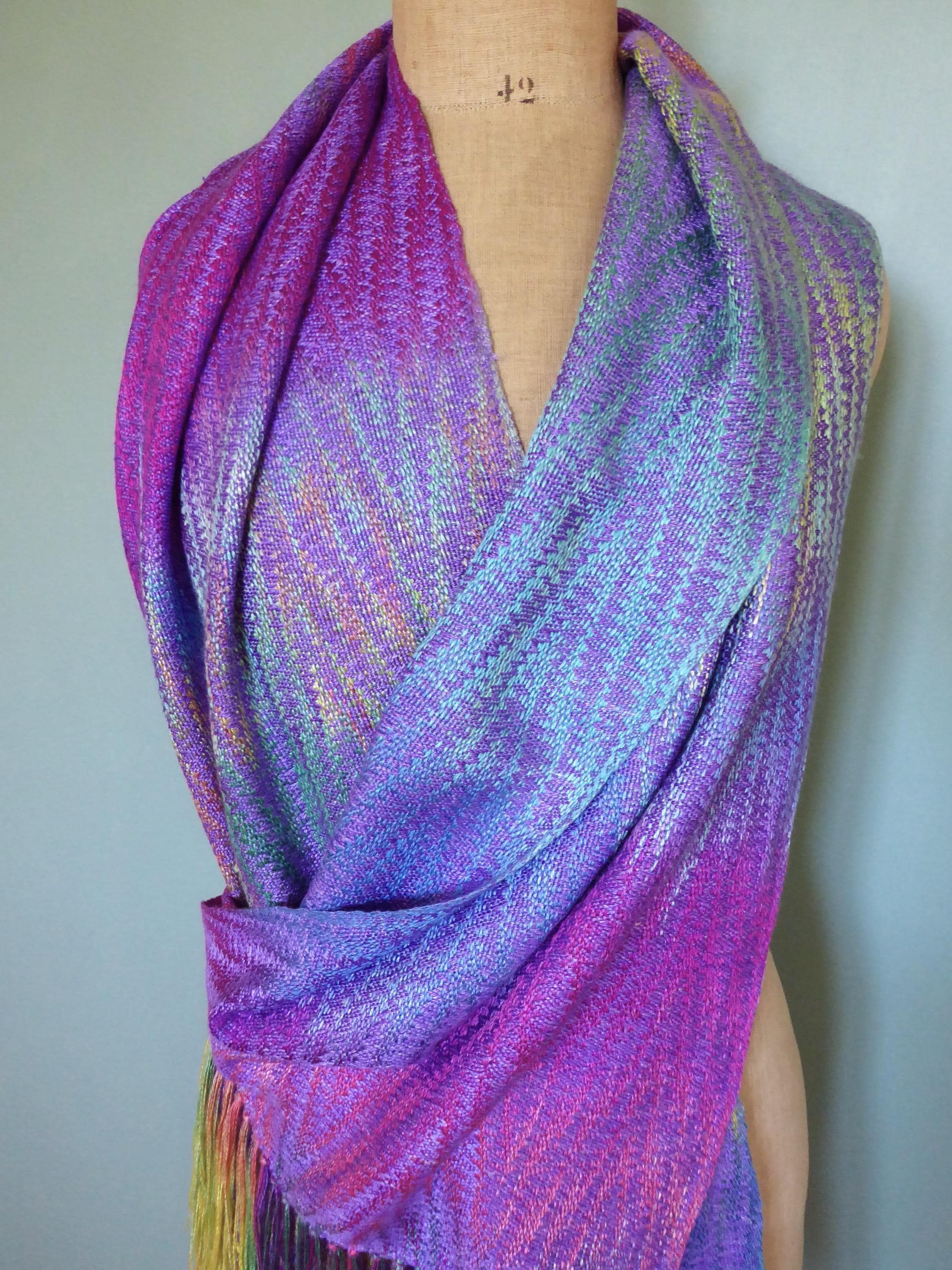 Handwoven Hand Painted Silks Shawl/Wrap